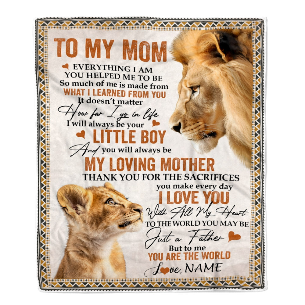 Personalized To My Mom Blanket From Son Lion My Loving Father I Love You Mom Mother's Day Birthday Thanksgiving Christmas Customized Fleece Blanket | siriusteestore