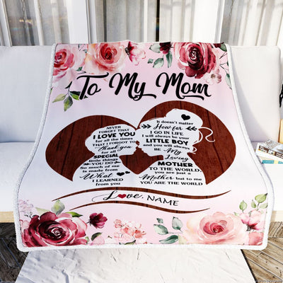 Personalized To My Mom Blanket From Son Never Forget I Love You Heart Flower Mom Mother Birthday Mothers Day Christmas Customized Bed Fleece Throw Blanket | siriusteestore