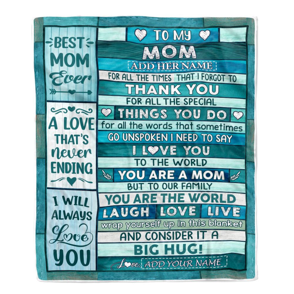 Personalized To My Mom Blanket Mothers Day Mom Gifts From Daughter Son For All The Time Thank You Mom Birthday Gifts Christmas Customized Fleece Blanket | siriusteestore