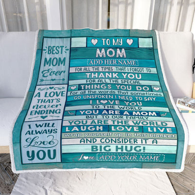 Personalized To My Mom Blanket Mothers Day Mom Gifts From Daughter Son For All The Time Thank You Mom Birthday Gifts Christmas Customized Fleece Blanket | siriusteestore