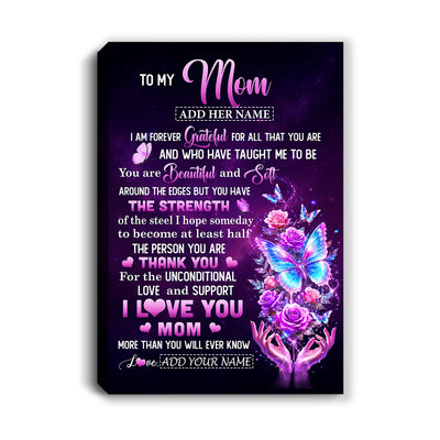 Personalized To My Mom Canvas From Daughter Thank You For Love Butterfly Mom Birthday Gifts Mothers Day Thanksgiving Christmas Custom Wall Art Framed Canvas | siriusteestore