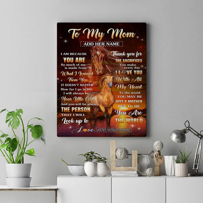 Personalized To My Mom Canvas From Daughter Thank You For The Sacrifices Horse Mom Birthday Mothers Day Thanksgiving Christmas Custom Wall Art Framed Canvas | siriusteestore