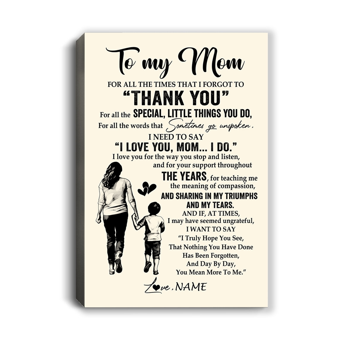 Personalized To My Mom Canvas From Son For All The Times That I Forgot To Thank You Mom Birthday Mothers Day Christmas Custom Wall Art Print Framed Canvas | siriusteestore