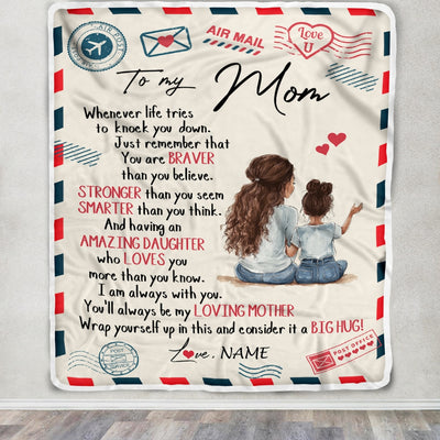 Personalized To My Mom From Daughter Air Mail Whenever Life Tries To Knock You Down Black Woman African Mom Birthday Mothers Day Christmas Fleece Blanket | siriusteestore