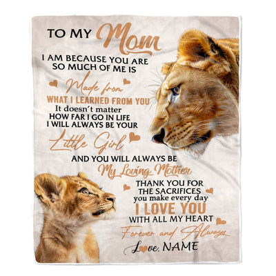 Personalized To My Mom From Daughter Lion I Love You With All My Heart Mom Birthday Mothers Day Christmas Customized Fleece Throw Blanket | siriusteestore