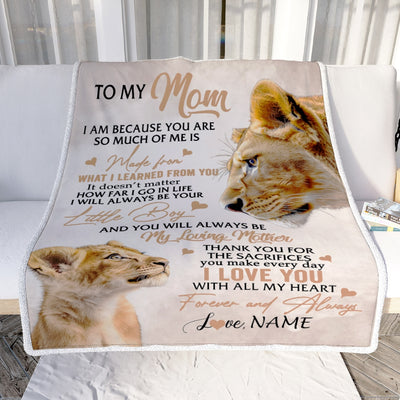 Personalized To My Mom From Son Lion I Love You With All My Heart Mom Birthday Mothers Day Christmas Customized Fleece Throw Blanket | siriusteestore