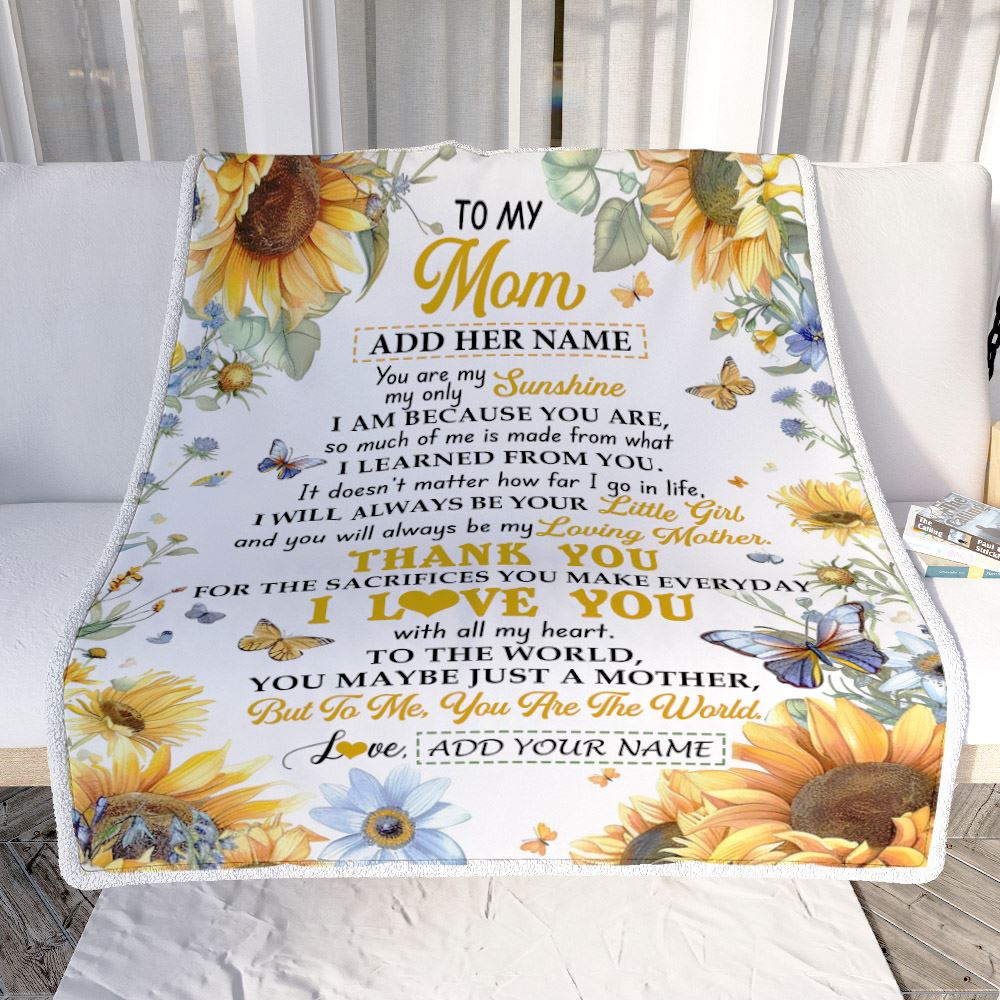Personalized To My Mom Gifts Blanket From Daughter Children On Mothers Day Sunflower Thank You Best Mom Birthday Gifts Mama Christmas Fleece Throw Blanket | siriusteestore