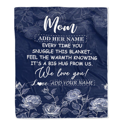 Personalized To My Mom Gifts Blanket From Daughter Son Blue Flower Love You Birthday Gifts For Mom Mothers Day Christmas Customized Mom Fleece Throw Blanket | siriusteestore