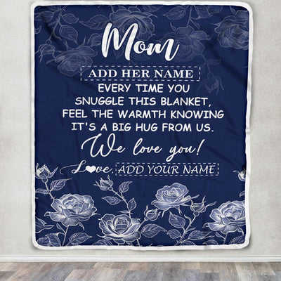 Personalized To My Mom Gifts Blanket From Daughter Son Blue Flower Love You Birthday Gifts For Mom Mothers Day Christmas Customized Mom Fleece Throw Blanket | siriusteestore