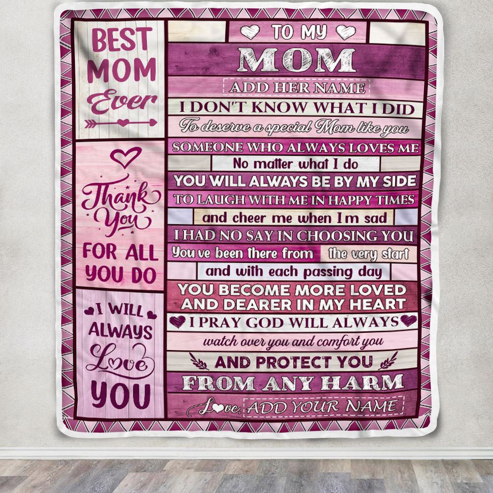 Personalized To My Mom Gifts Blanket From Daughter Son Wood Thank You For All Gifts For Mom Mothers Day Birthday Christmas Customized Fleece Throw Blanket | siriusteestore