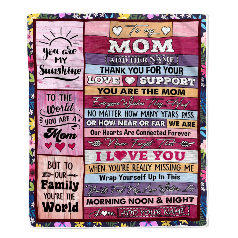 Personalized To My Mom Gifts Blanket From Daughter Son Wood You Are The Mom Birthday Gifts Mothers Day Christmas Customized Fleece Throw Blanket | siriusteestore