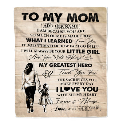 Personalized To My Mom Gifts Blanket From Daughter Thank You My Hero Mom Birthday Gift Mothers Day Thanksgiving Christmas Customized Bed Fleece Throw Blanket | siriusteestore