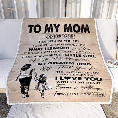 Personalized To My Mom Gifts Blanket From Daughter Thank You My Hero Mom Birthday Gift Mothers Day Thanksgiving Christmas Customized Bed Fleece Throw Blanket | siriusteestore