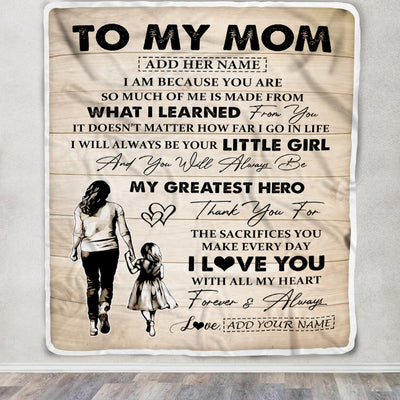 Personalized To My Mom Gifts Blanket From Daughter Thank You My Hero Mom Birthday Gift Mothers Day Thanksgiving Christmas Customized Bed Fleece Throw Blanket | siriusteestore
