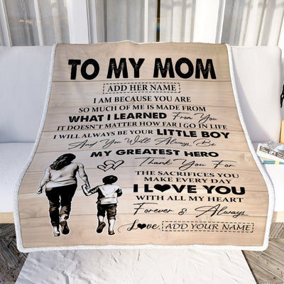 Personalized To My Mom Gifts Blanket From Son Thank You My Hero Mom Birthday Gift Mothers Day Thanksgiving Christmas Customized Bed Fleece Throw Blanket | siriusteestore