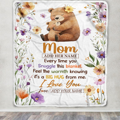 Personalized To My Mom Gifts From Daughter Son Blanket Bear Big Hug Birthday Present Gift Idea For Mom Mother Mothers Day Christmas Custom Fleece Blanket Shirt & Hoodie | siriusteestore
