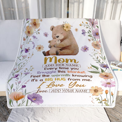 Personalized To My Mom Gifts From Daughter Son Blanket Bear Big Hug Birthday Present Gift Idea For Mom Mother Mothers Day Christmas Custom Fleece Blanket Shirt & Hoodie | siriusteestore
