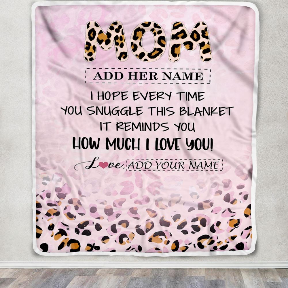 Personalized To My Mom Gifts From Daughter Son Blanket Pink Leopard Happy Birthday Gifts For Mom Mothers Day Christmas Customized Customized Fleece Blanket | siriusteestore