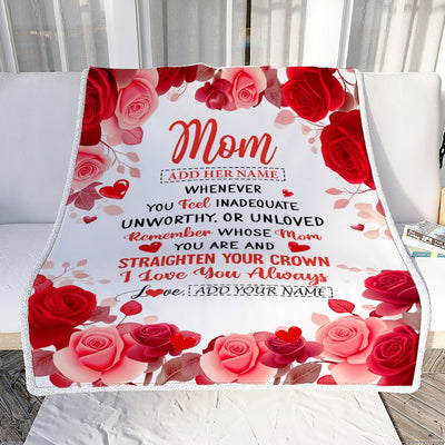 Personalized To My Mom Gifts From Daughter Son Blanket Rose Flower Anniversary Birthday Gifts Mom Mothers Day Thanksgiving Christmas Custom Fleece Blanket | siriusteestore