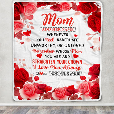Personalized To My Mom Gifts From Daughter Son Blanket Rose Flower Anniversary Birthday Gifts Mom Mothers Day Thanksgiving Christmas Custom Fleece Blanket | siriusteestore