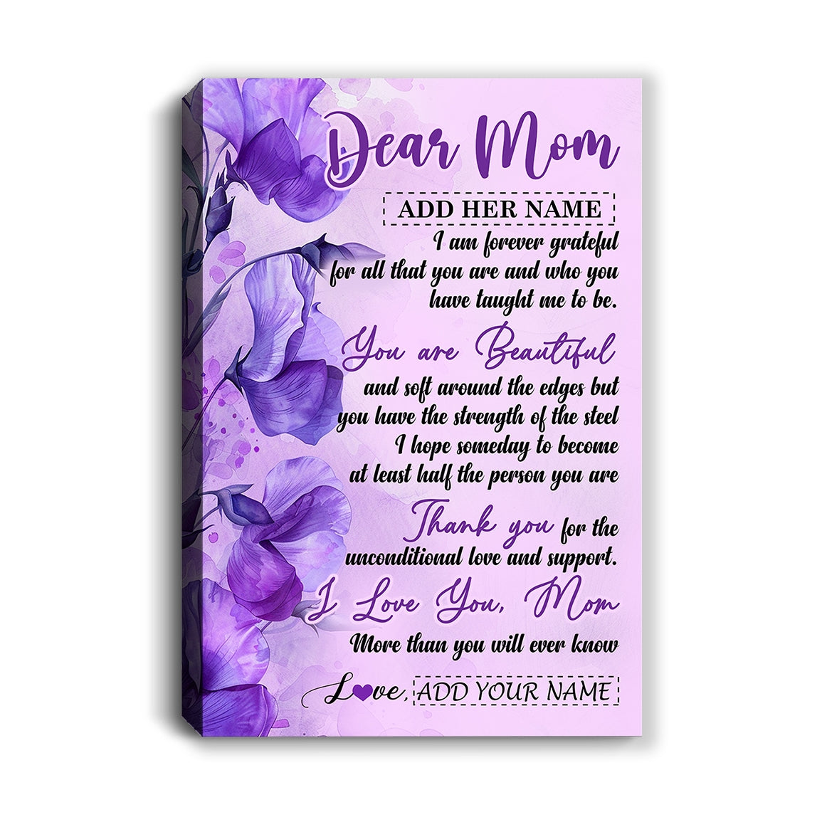 Personalized To My Mom Gifts From Daughter Son Canvas Flower You Are Beautiful Gifts For Mom Mothers Day Birthday Christmas Custom Custom Art Print Framed Canvas | siriusteestore