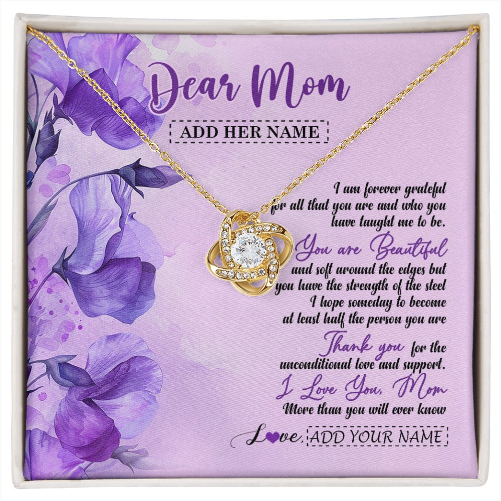Love Knot Necklace 18K Yellow Gold Finish | 1 | Personalized To My Mom Gifts From Daughter Son Necklace Flower You Are Beautiful Gifts For Mom Mothers Day Birthday Christmas Custom Gift Box Message Card | siriusteestore.myshopify