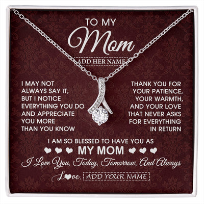 Alluring Beauty Necklace 14K White Gold Finish | 1 | Personalized To My Mom Gifts From Daughter Son Necklace Meaningful Jewelry Pendant Gifts For Mom Mothers Day Birthday Christmas Custom Gift Box Message Card | https://siriusteestore.