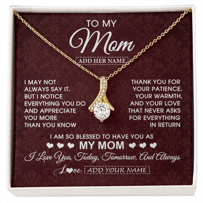 Alluring Beauty Necklace 18K Yellow Gold Finish | 1 | Personalized To My Mom Gifts From Daughter Son Necklace Meaningful Jewelry Pendant Gifts For Mom Mothers Day Birthday Christmas Custom Gift Box Message Card | https://siriusteestore.