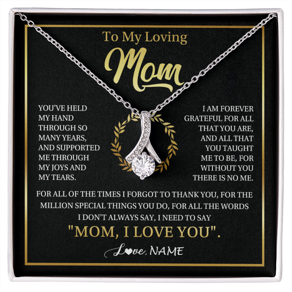 Alluring Beauty Necklace 14K White Gold Finish | 1 | Personalized To My Mom Gifts Necklace From Daughter Son Grateful Thank You Mom Birthday Gifts Mothers Day Jewelry Christmas Customized Gift Box Message Card | siriusteestore