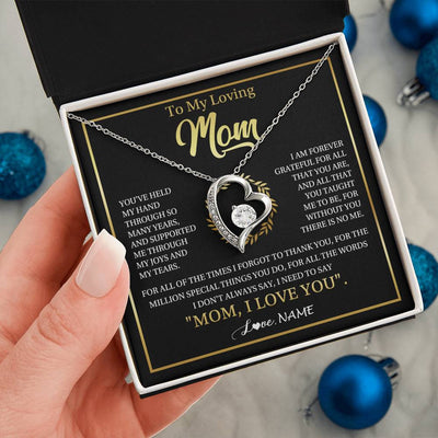 Forever Love Necklace 14K White Gold Finish | 2 | Personalized To My Mom Gifts Necklace From Daughter Son Grateful Thank You Mom Birthday Gifts Mothers Day Jewelry Christmas Customized Gift Box Message Card | siriusteestore