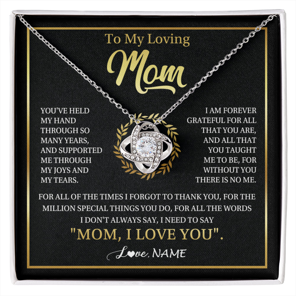 Love Knot Necklace 14K White Gold Finish | 1 | Personalized To My Mom Gifts Necklace From Daughter Son Grateful Thank You Mom Birthday Gifts Mothers Day Jewelry Christmas Customized Gift Box Message Card | siriusteestore