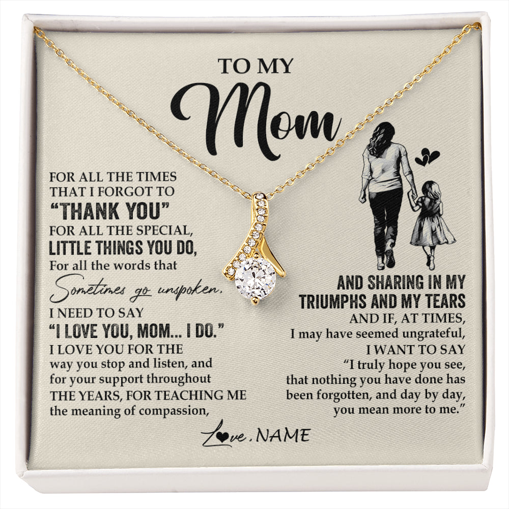 Alluring Beauty Necklace 18K Yellow Gold Finish | 1 | Personalized To My Mom Necklace From Daughter For All The Times That I Forgot To Thank You Mom Birthday Mothers Day Christmas Customized Gift Box Message Card | siriusteestore