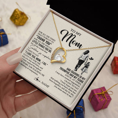 Forever Love Necklace 18K Yellow Gold Finish | 2 | Personalized To My Mom Necklace From Daughter For All The Times That I Forgot To Thank You Mom Birthday Mothers Day Christmas Customized Gift Box Message Card | siriusteestore