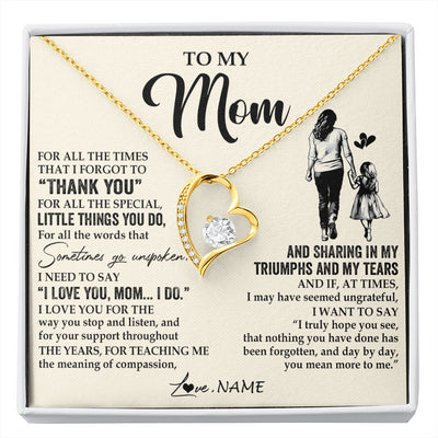 Forever Love Necklace 18K Yellow Gold Finish | 1 | Personalized To My Mom Necklace From Daughter For All The Times That I Forgot To Thank You Mom Birthday Mothers Day Christmas Customized Gift Box Message Card | siriusteestore