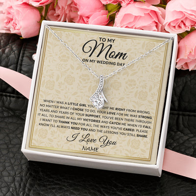 Alluring Beauty Necklace 14K White Gold Finish | 2 | Personalized To My Mom Necklace From Daughter Mother Of The Bride I Will Always Need You Mom On Wedding Day Customized Gift Box Message Card | siriusteestore