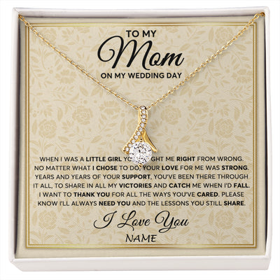 Alluring Beauty Necklace 18K Yellow Gold Finish | 1 | Personalized To My Mom Necklace From Daughter Mother Of The Bride I Will Always Need You Mom On Wedding Day Customized Gift Box Message Card | siriusteestore