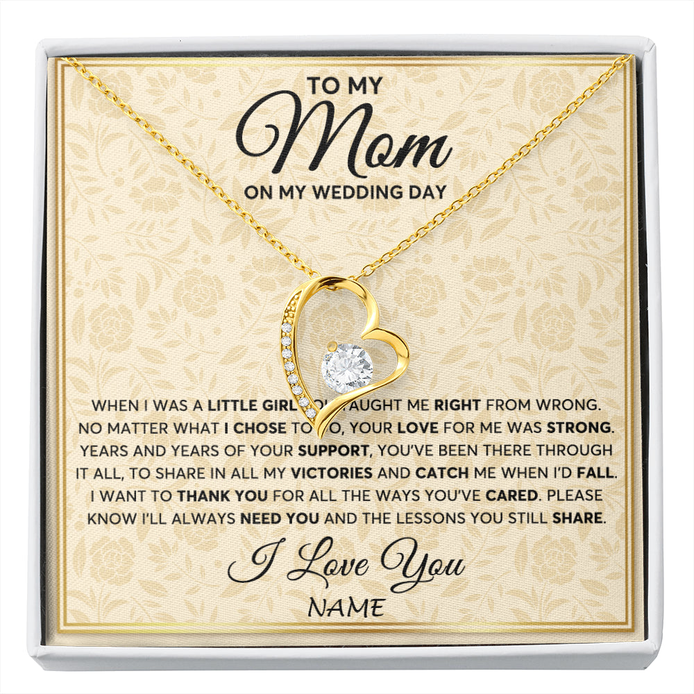Forever Love Necklace 18K Yellow Gold Finish | 1 | Personalized To My Mom Necklace From Daughter Mother Of The Bride I Will Always Need You Mom On Wedding Day Customized Gift Box Message Card | siriusteestore