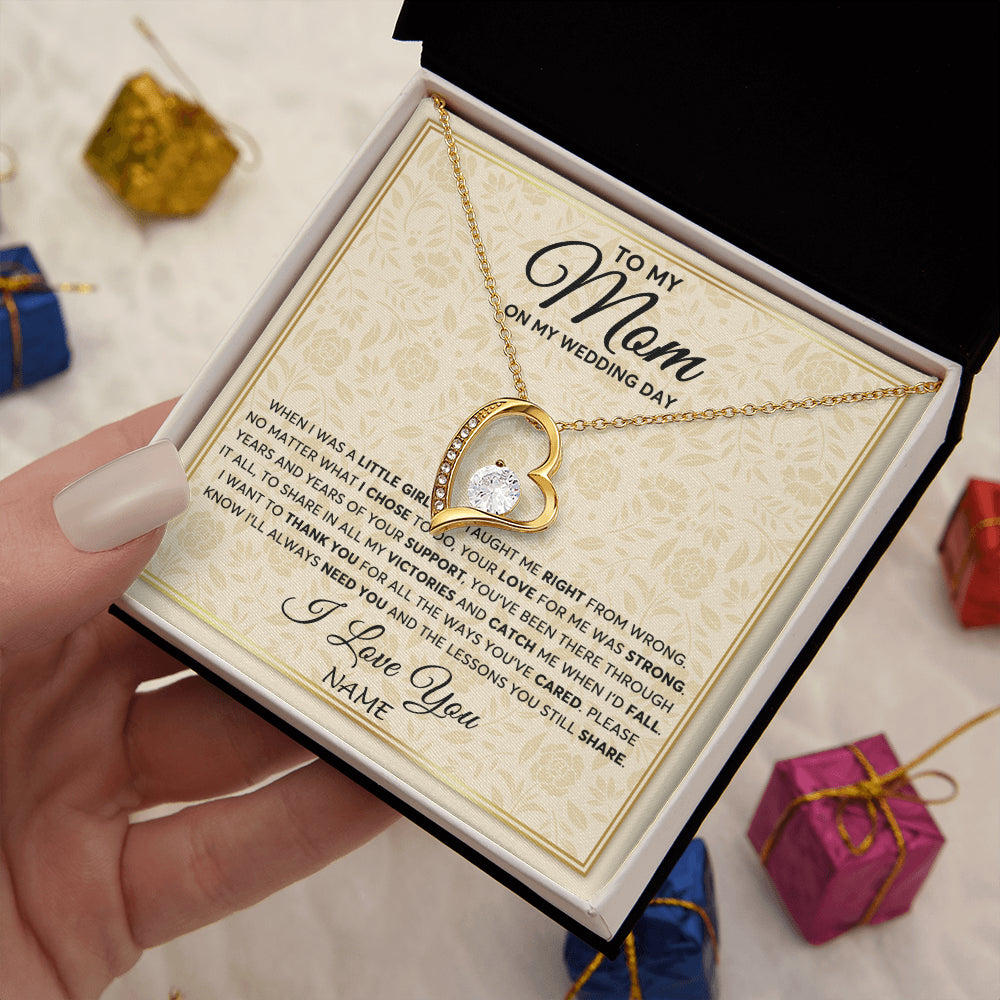 Forever Love Necklace 18K Yellow Gold Finish | 2 | Personalized To My Mom Necklace From Daughter Mother Of The Bride I Will Always Need You Mom On Wedding Day Customized Gift Box Message Card | siriusteestore