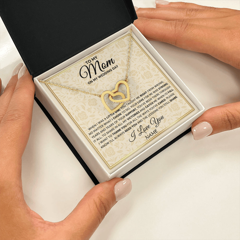 Interlocking Hearts Necklace 18K Yellow Gold Finish | 2 | Personalized To My Mom Necklace From Daughter Mother Of The Bride I Will Always Need You Mom On Wedding Day Customized Gift Box Message Card | siriusteestore