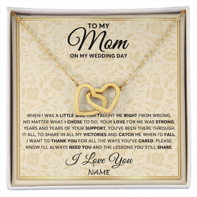 Interlocking Hearts Necklace 18K Yellow Gold Finish | 1 | Personalized To My Mom Necklace From Daughter Mother Of The Bride I Will Always Need You Mom On Wedding Day Customized Gift Box Message Card | siriusteestore