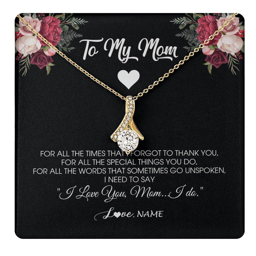 Alluring Beauty Necklace 18K Yellow Gold Finish | 1 | Personalized To My Mom Necklace From Daughter Son I Need To Say I Love You Mom Jewelry Birthday Mothers Day Christmas Customized Message Card | siriusteestore