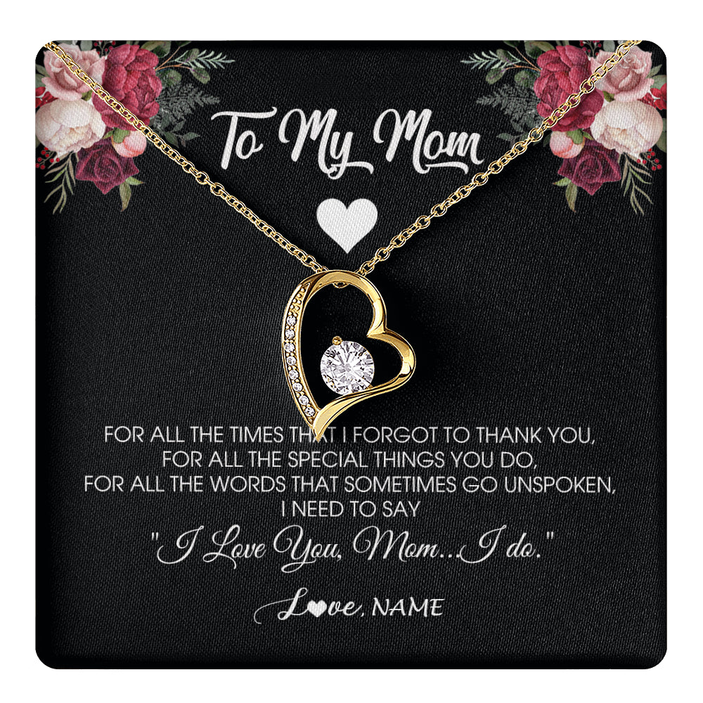 Forever Love Necklace 18K Yellow Gold Finish | 1 | Personalized To My Mom Necklace From Daughter Son I Need To Say I Love You Mom Jewelry Birthday Mothers Day Christmas Customized Message Card | siriusteestore