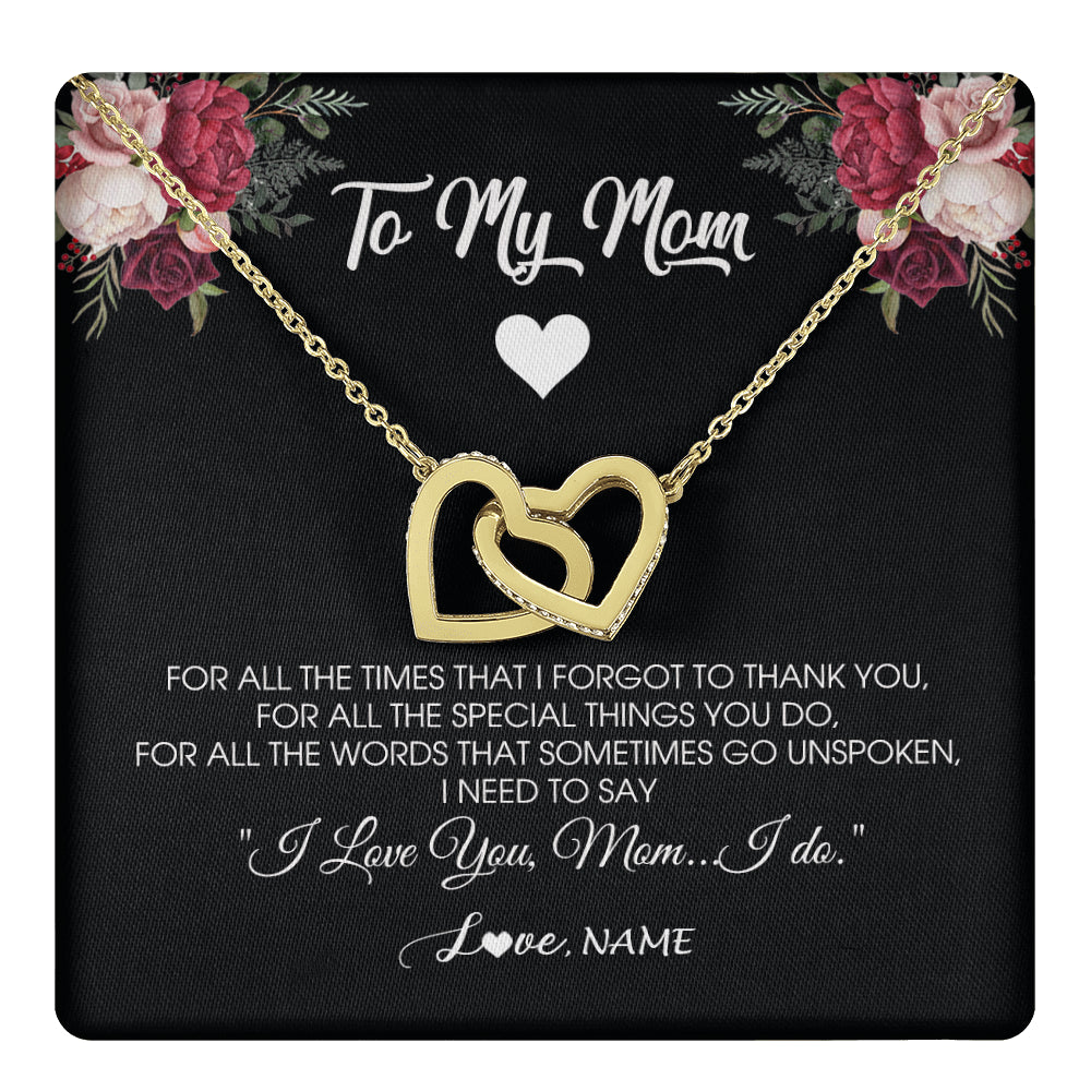 Interlocking Hearts Necklace 18K Yellow Gold Finish | 1 | Personalized To My Mom Necklace From Daughter Son I Need To Say I Love You Mom Jewelry Birthday Mothers Day Christmas Customized Message Card | siriusteestore