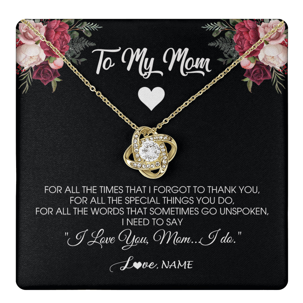 Love Knot Necklace 18K Yellow Gold Finish | 1 | Personalized To My Mom Necklace From Daughter Son I Need To Say I Love You Mom Jewelry Birthday Mothers Day Christmas Customized Message Card | siriusteestore