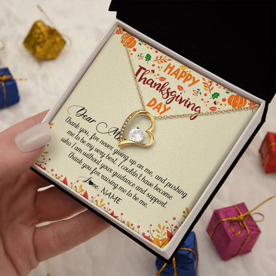 Forever Love Necklace 18K Yellow Gold Finish | 2 | Personalized To My Mom Necklace From Daughter Son Thank You For Raising Me Happy Thanksgiving Day Pendant Jewelry Customized Gift Box Message Card | siriusteestore