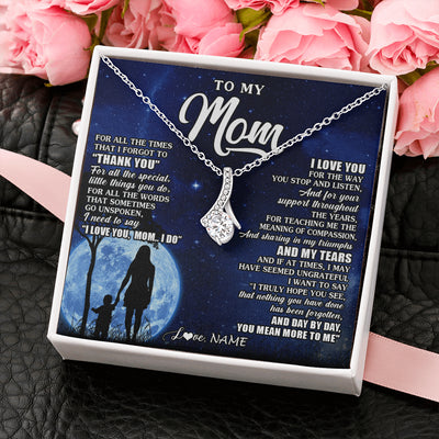 Alluring Beauty Necklace 14K White Gold Finish | 2 | Personalized To My Mom Necklace From Daughter Son Thank You Grateful Love Mom Birthday Mothers Day Thanksgiving Christmas Customized Gift Box Message Card | siriusteestore