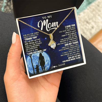 Alluring Beauty Necklace 18K Yellow Gold Finish | 2 | Personalized To My Mom Necklace From Daughter Son Thank You Grateful Love Mom Birthday Mothers Day Thanksgiving Christmas Customized Gift Box Message Card | siriusteestore