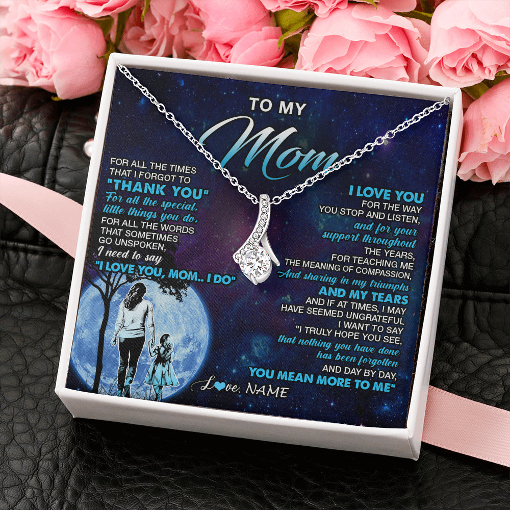 Alluring Beauty Necklace 14K White Gold Finish | 2 | Personalized To My Mom Necklace From Daughter Thank You Day By Day Mom Birthday Gifts Mothers Day Christmas Customized Gift Box Message Card | siriusteestore