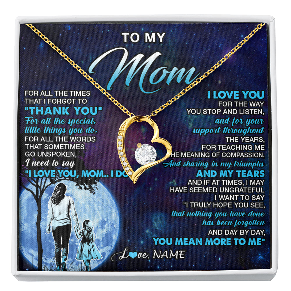 Forever Love Necklace 18K Yellow Gold Finish | 1 | Personalized To My Mom Necklace From Daughter Thank You Day By Day Mom Birthday Gifts Mothers Day Christmas Customized Gift Box Message Card | siriusteestore