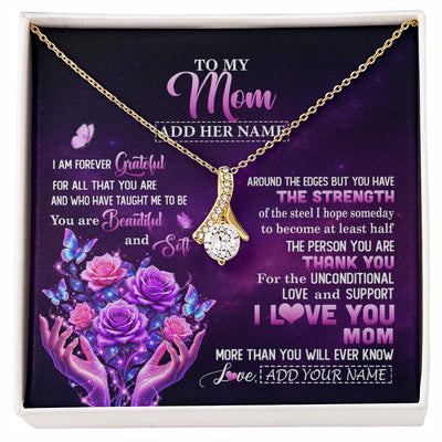 Alluring Beauty Necklace 18K Yellow Gold Finish | 1 | Personalized To My Mom Necklace From Daughter Thank You For Love Butterfly Mom Birthday Mothers Day Thanksgiving Christmas Custom Gift Box Message Card | https://siriusteestore.